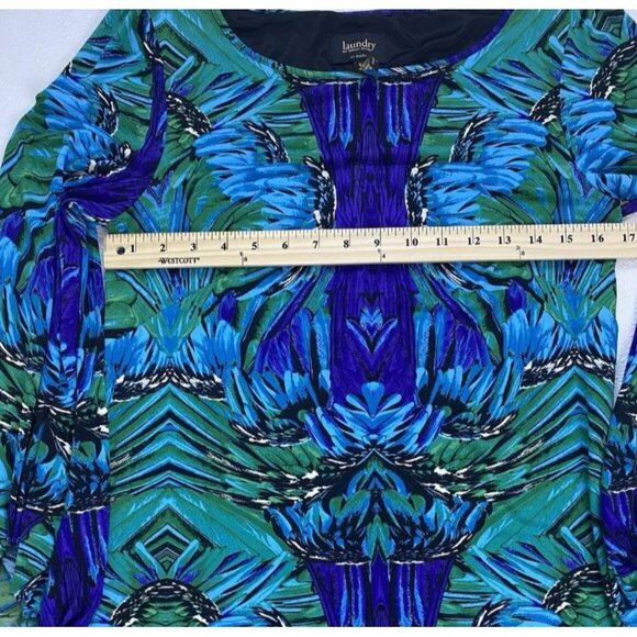 Laundry by Shelli Segal Boho Chic Preppy Sift Dress Ballon Sleeves Green Blue 6 - Picture 9 of 12